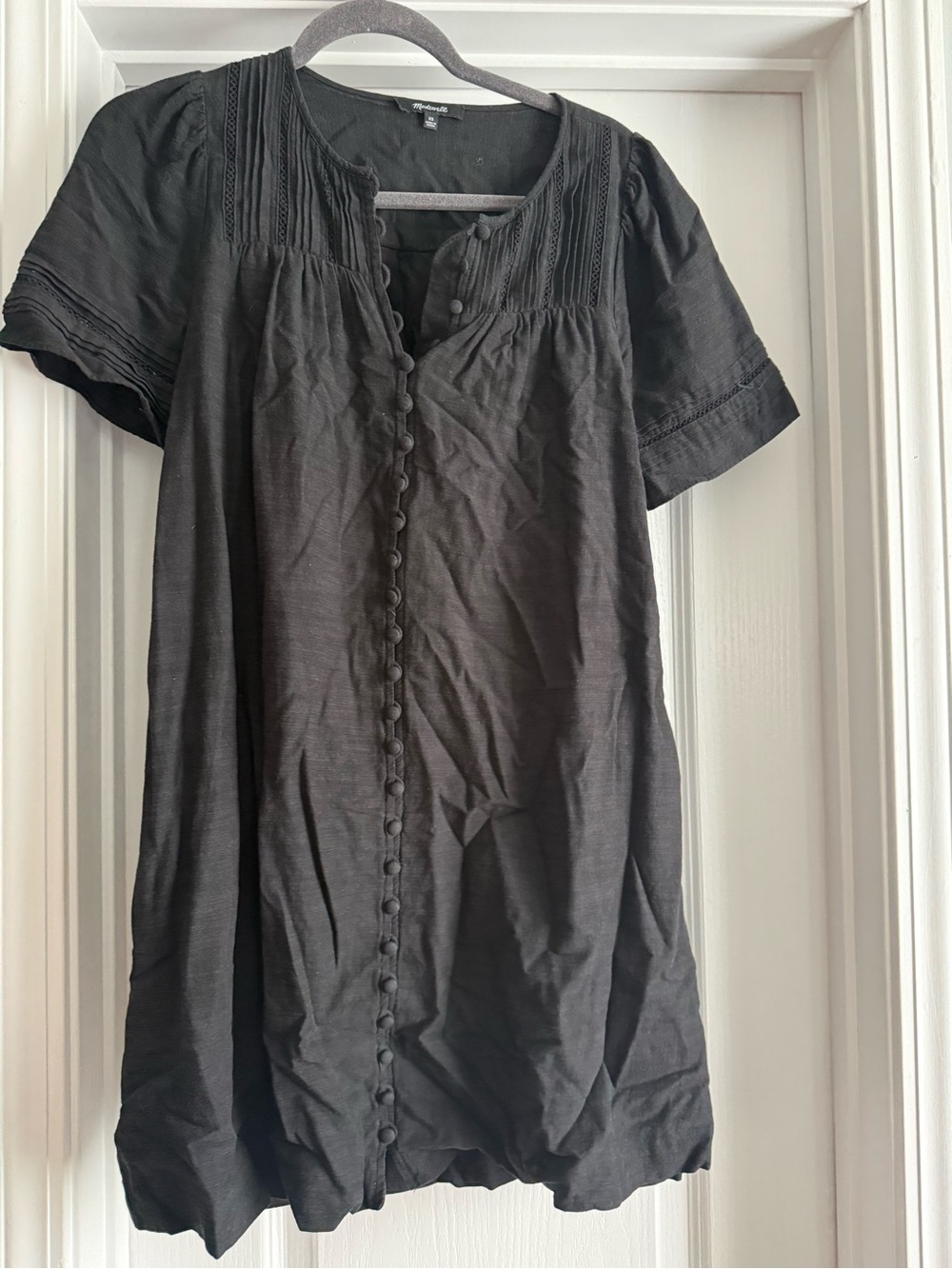 Madewell Black Button-Front Mini Dress